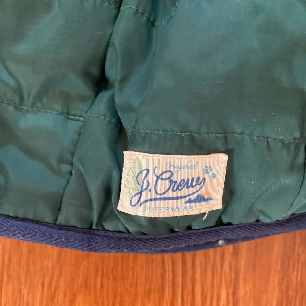 J.Crew Crewcuts Reversible Sherpa Puffer Jacket Pine Green and Blue Size XS